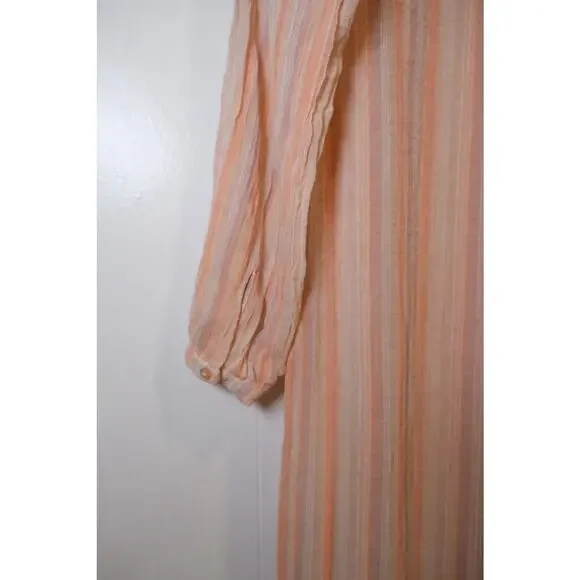 Christy Dawn Riley Maxi Coverup Dress In Salmon Stripe XS Bohemian Beach Gauze - Picture 15 of 16